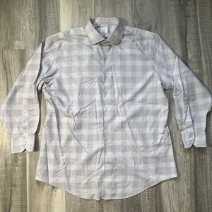 Brooks Brothers Regent Non-iron Button Down XL 17.5-4/5 Gray Window Pane Plaid
